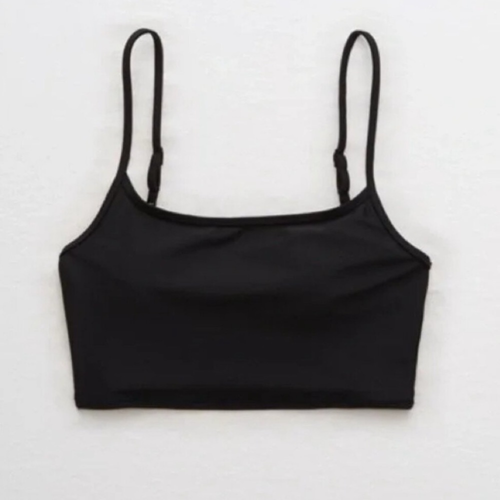 Aerie Black Bikini Top longline Scoop Neckline XS NWT Beach‎ summer resort pool